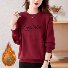 스타일아유 두꺼운 기모 여자용 맨투맨 레터링 루즈핏 라운드넥 가을 겨울 면혼방 티셔츠 TS2255