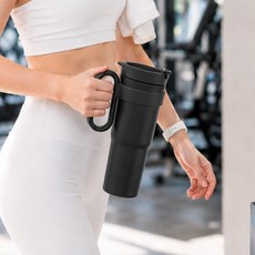 타이탄 텀블러 대용량 304스텐 빨대 보온보냉 콜드컵, 1개, 1160ml, 블랙