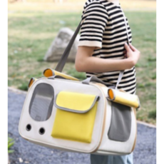 반려동물 대용량 삼면통풍 이동가방 숄더백, 1개, 옐로우