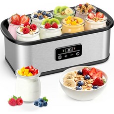 자동 차단 및 시간 온도 조절이 가능한 요거트 메이커 머신 가족 친구 완벽한 선물 8x6온스 병으로 한 만들기, Eight 6oz Jars