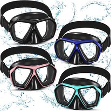 Fabbay 성인용 수영 고글 4개 코 커버 포함 스노클 다이빙 마스크 마스크 패브릭 스트랩 포함클래식 색상 467679, 심플한 색상 467679
