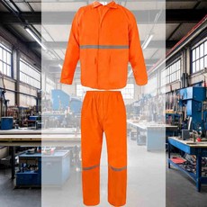 신사용우의 투피스 L 주황 1EA 오트바이 농사 우비세트 배달우비 자전거 비옷