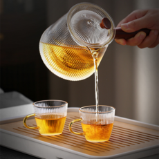 일상속의미 우드핸들 투명 내열유리 티포트, 800ml, 1개