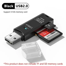 2in 1 USB 3.0 카드 리더기 마이크로 TF SD 어댑터 고속 메모리 노트북 액세서리용, 01 USB 2.0 Black
