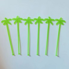 귀여운 선인장 머들러 카페 하이볼 재사용 롱스푼 연한 초록 식물 기둥 6개 1개, 코코넛 나무 6개