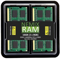 109919 NEMIX RAM 16GB (2X8GB) DDR3 1600MHZ PC3-12800 2Rx8 1.35V 204핀 비 ECC SODIMM 노트북 PC 언버퍼드 메모리