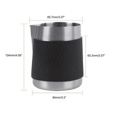 IKAPE 500ML 스테인레스 스틸 라떼 아트 밀크 투수 및 스팀 주전자 - 정확한 붓기 및 쉬운 거품을 위한 날카로운 주둥이 가정/카페 사용, Silver, 600ml