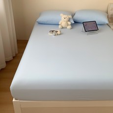 夏季A類小冰皮牀笠自然涼感三件套單件錦綸冰絲機洗牀罩, 48x74cm枕套一對