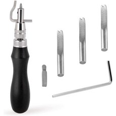 KAOBUY-블랙 가죽 그루버 도구 7in1 프로 조정 가능한 스티칭 그루버 및 가죽 공예 작업용 주름 가장자리 베벨 러, 보여진 바와 같이, 1개