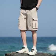 男生夏季運動寬褲, 卡其色