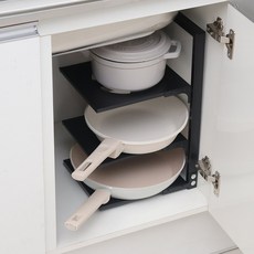비전루트 높이조절 후라이팬 접시 냄비 정리대 주방, 블랙, 1개