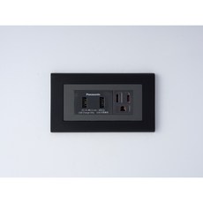 Panasonic國際牌 GLATIMA鋅合金曜黑框開關插座面板蓋板 雙槽USB插座款, 1個, 雙槽USB加插座（灰