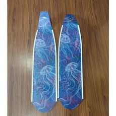 獨特彩繪開放式潛水蛙鞋 - 高彈性舒適耐磨 - 加大推進力, 水母幻舞-碳纖維-軟