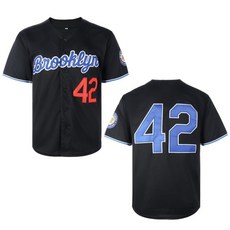 ZXCVB 남성용 블랙 레전드 42 레트로 야구 저지 자수 패치 바느질 힙스터 힙합 저지 화이트. M118355