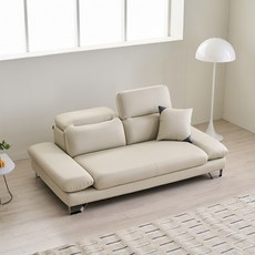 우아미가구 커브 3인용 무빙헤드 가죽 소파 2color, 라이트그레이