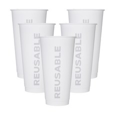 이지케어 리유저블 컵 텀블러 콜드핫 화이트벤티, 화이트, 5개, 709ml