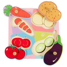 유아 야채놀이 꼭지퍼즐 그림맞추기 유아퍼즐장난감, 4피스, 1개
