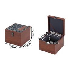 木制錦盒收納盒 仿胡桃木色 內尺寸16x16x12cm, 1個, 【胡桃木】16*16*13cm