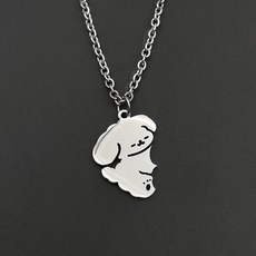 귀여운 강아지 커플 목걸이 남녀공용 티타늄 스틸 악세사리