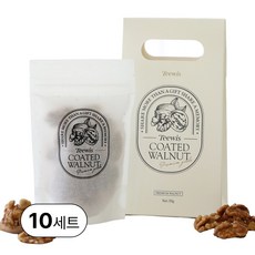 티위즈 답례품 저당 호두정과 호두강정 + 라벨스티커 증정 결혼식 돌잔치 조문 행사 삼각손잡이형, 아이보리, 10개