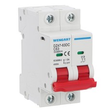 DC 태양광 PV 미니어처 회로 차단기 500V 2극 50A 타입 C DIN 레일 DZ47-63Z, 단일 63A