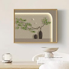 분전함 가리개 북유럽 명화 디자인 정물화 액자 액자형, 골드 프레임, 그린 플랜트 12