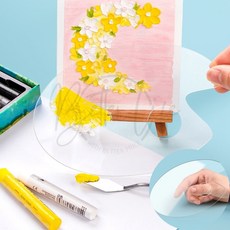종합몰 투명 아크릴 팔레트 소형 타원형 2p 초등미술팔레트 휴대용미술파레트