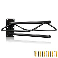 Fsehueue 23 8 L x 12 6W 10 2H 이중 패드 바 헤비 듀티 벽 장착 새들 랙 영어 및 서양 말 경주용 헛간 트레일러 택룸 블랙, One Bar 1PC