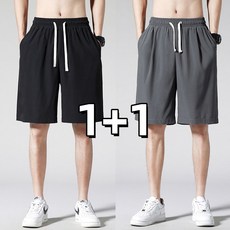 1+1 남자 시원한 5부 반바지/베이직 탄성 조거팬츠/여름 밴딩반바지/슬랙스 와이드반바지/5부팬츠 빅사이즈 2P