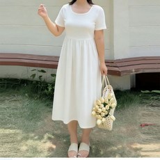 머린 몰 오버사이즈 프렌치 원피스 여 여름 날씬해 보이는 허리 A라인 롱 스커트