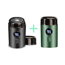 파인큐브 휴대옹 배터리 잔량 표시 전기/전동면도기 1+1, 블랙+그린