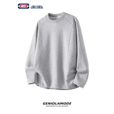 남자 라운드넥 긴팔 티셔츠 오버핏 데일리룩 코디, 1. 라이트 그레이, M