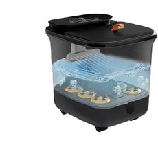 全自動電動按摩泡腳桶 家用加熱恆溫燻蒸足浴盆, 黑色, 鋼化花灑款=高桶 電動 燻蒸泡按摩 6個太極盤 加熱 噴淋沖浪 鋼化觸控式螢幕