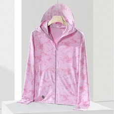 UPF50+ 冰絲防曬外套 抗UV速乾輕薄連帽防曬衣 情侶款涼感透氣防曬服 女迷彩粉 2XL