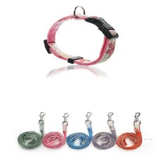 무담 펫츠컴퍼니 플라워 목줄세트 10mm 색상랜덤 반려견목줄