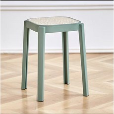 簡約可疊放塑膠吧椅凳 附75cm坐高, 綠框+白色, 坐高45cm, 1個