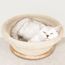 오블리펫 고양이 바구니 원형 스크래쳐, 아이보리, 1개