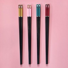 親子合金筷子3雙裝4家用防滑寶寶短小孩分人標志家庭筷一家三口四筷子環保筷防滑筷子耐熱筷子餐具用品, 全長款4口）爸+媽+長黃貓+長粉貓, 1個