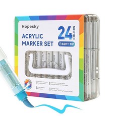 Hopesky 24가지 색상 아크릴 페인트 마커 브러시 팁 세트 캔버스 목재 돌 원단 및 DIY 공예에 적합