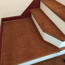 定製裁剪樓梯踏步墊 純色防滑腳墊 家用臺階墊子, 經典色-咖啡色【弧形】,65x24+3【魔術扣防滑底】