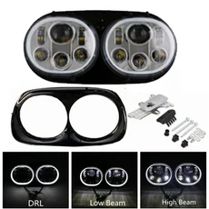 납품전문 품질보증 오토바이 로드 글라이드용 듀얼 LED 헤드라이트 2004 5.75 90W 인치, 02 Combo with halo