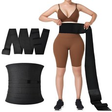 Lisacool 여성용 허리 트레이너 복부 붕대 랩 밴드 긴 몸통 바디 셰이퍼 트리머 벨트 블랙. 단일 사이즈, Lisacool 여성용 허리 트레이너 복부 붕대 랩 밴