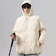 스몰더 남녀공용 겨울 오버핏 데일리 후드 패딩 점퍼