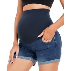 호피쉬 여성 임산부 데님 반바지 배 위 신축성 편안한 진 캐주얼 운동 임신