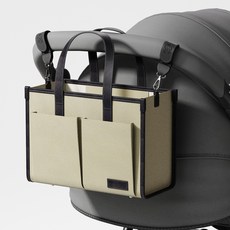 베베슬 캔버스 기저귀가방 토트백 대형 파티션프리, 베이지(블랙)