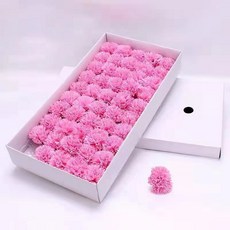 情人節禮物首選：桃園熱銷三層仿真香皂玫瑰花束，浪漫香氛，持久保存, 1個, 粉色康乃馨一盒50朵 送花桿, 粉色康乃馨一盒50朵 送花桿