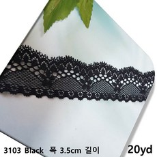 dklace 스판레이스모음 / 레이스 3103 폭 3.5cm 자가드, 블랙_20yd, 1개