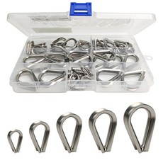 스텐심블 50개 세트 304 스텐 와이어 심블 팀블 와이어 로프 보호대 M2/M3/M4/M5/M6 (2.5-7mm) 마모방지