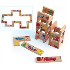 도미노 도미노게임 쌓기놀이 원목 블럭 놀이 원목도미노 맞추기 쌓기 교구 블럭쌓기 28P 그림 도미노쌓기, 본상품