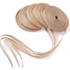 판다홀 5롤 내추럴 버랩 패브릭 리본 14인치 탄 황마 리넨 롤 파티 장식용 DIY 공예 선물 포장 크리스마스 만들기, 5 Rolls
